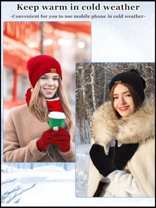 20 Piece Winter Hat Scarf Gloves Socks Set Knit Beanie Touchscreen Gloves main image 7